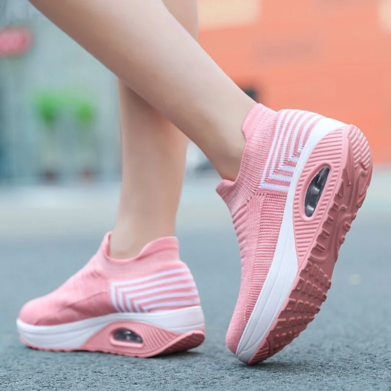 Breathable Knit Mesh Women Sport Shoes Platform Spring Autumn 2022 Slip On Casual Sneakers Woman Outdoor Walking Footwear