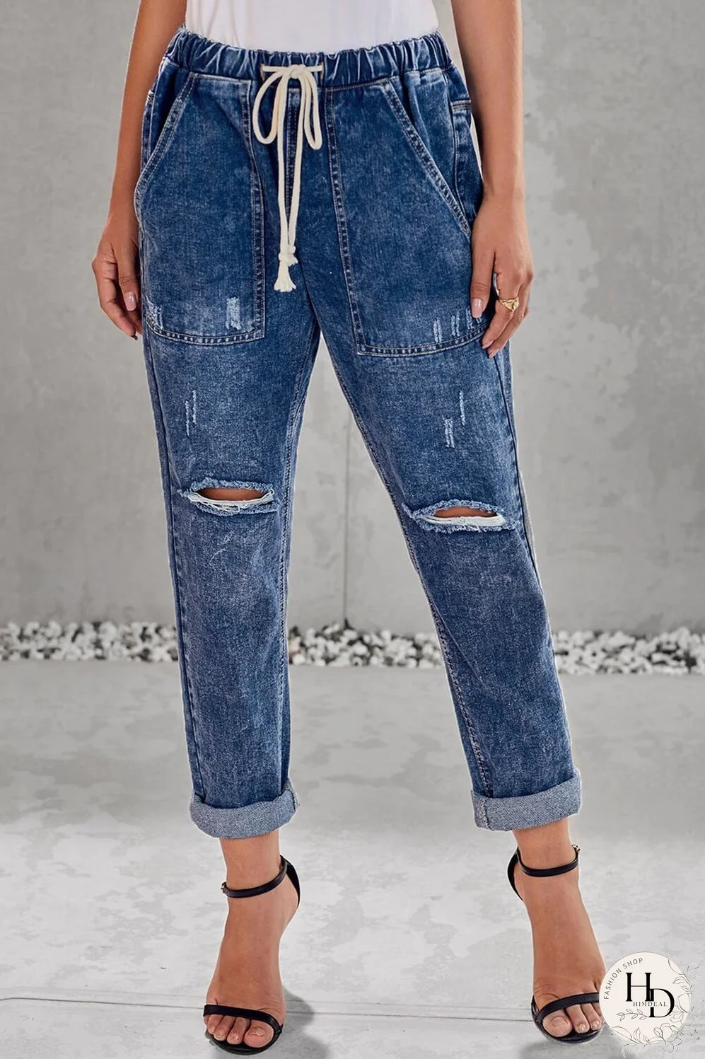 Drawstring Denim Joggers