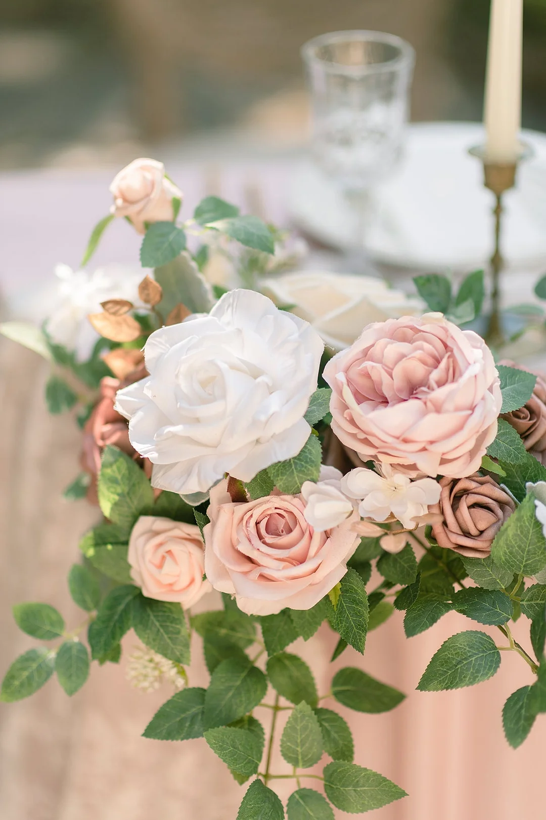 Head Table Floral Swags in Dusty Rose & Cream