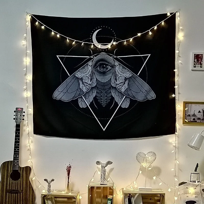 Tarot Tapestry Wall Hanging Astrology Divination Bedspread Beach Matwitchcraft Hippie Mandala White Black Sun Moon Tapestry