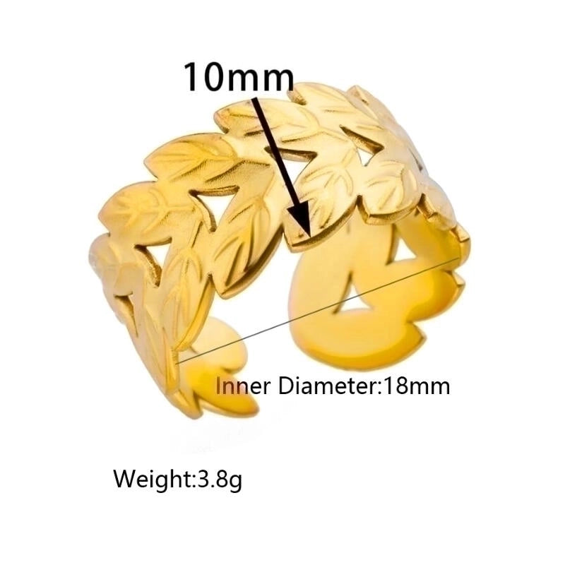 2 Pieces Vintage Style Exaggerated Minimalist Solid Color Stainless Steel Metal 18k Gold Plated Open Rings4