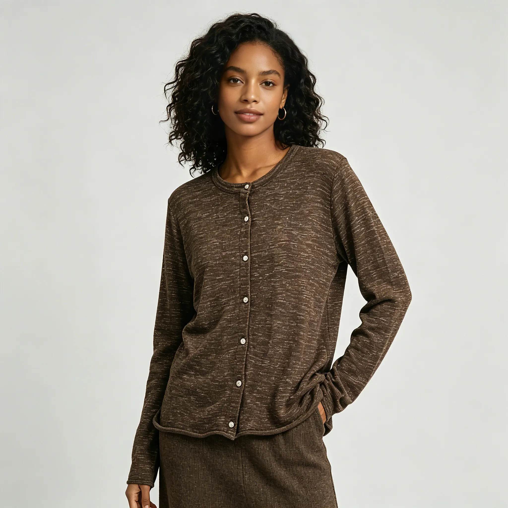 Linen Cardigan Knit Relaxed Fit Summer Vacation REAL SILK LIFE