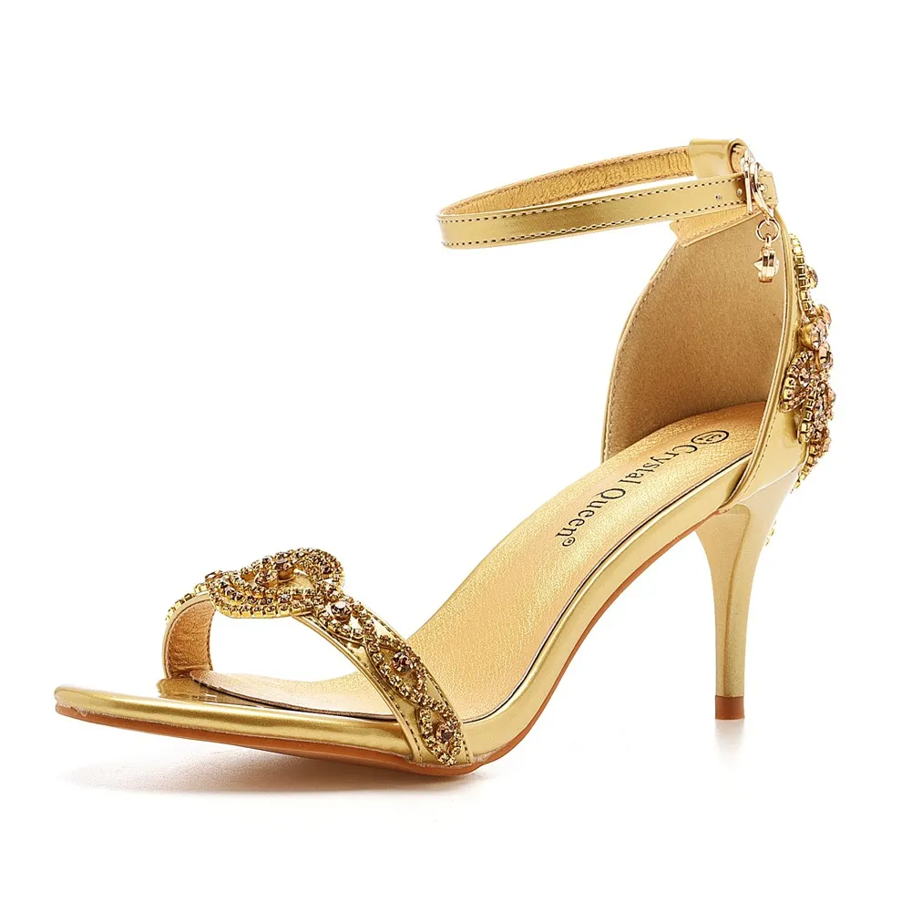 Breakj Breakj Cm Temperament Light Mouth With Fine Sandals Crystal Yellow Diamond Wedding Shoes Sexy Fish Mouth Summer Sandals