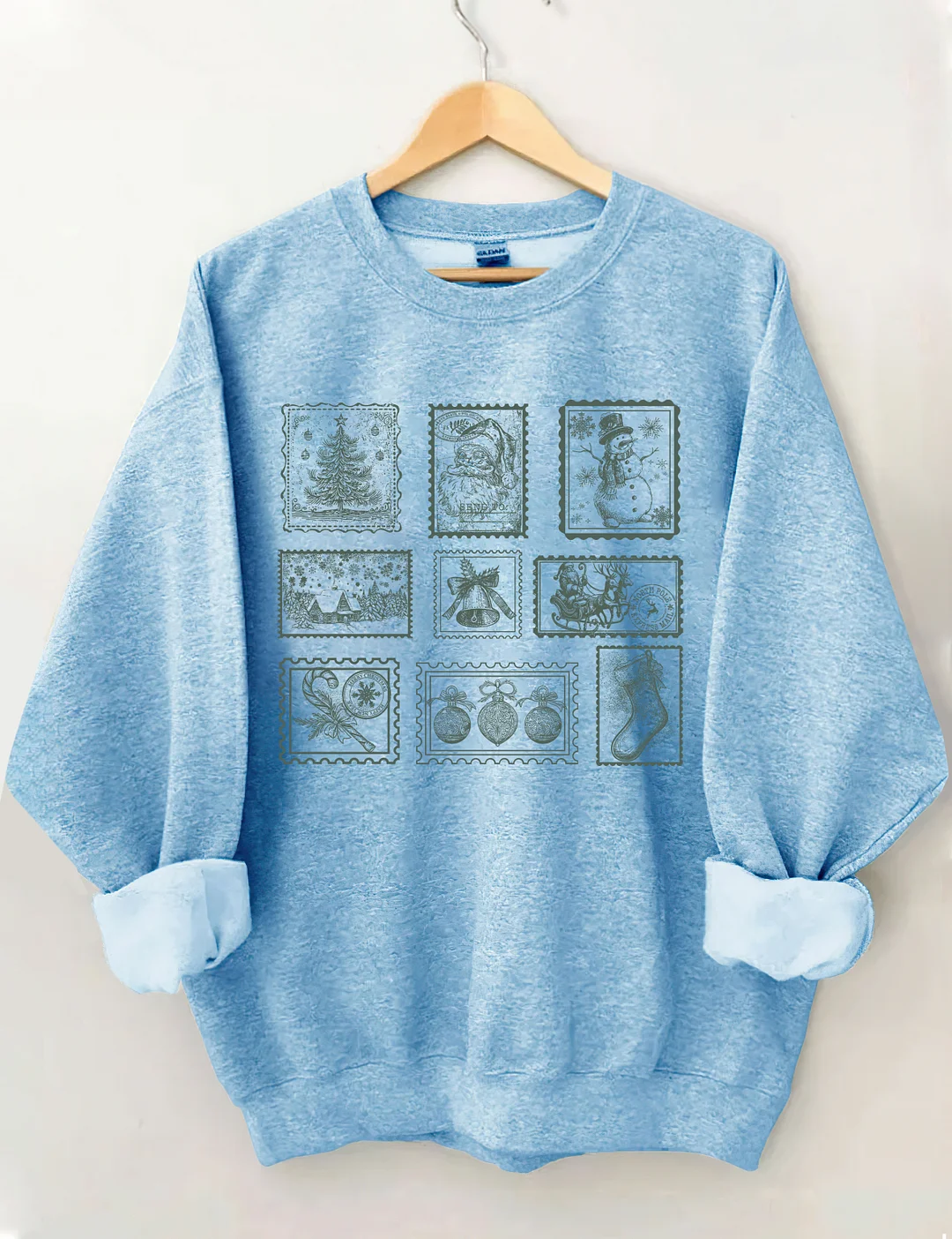Retro Christmas Postage Stamp Sweatshirt