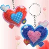 (US Only)Heart DIY Beads Needlework Keychain Craft Mosaic Beads Embroidery Keyrings Art