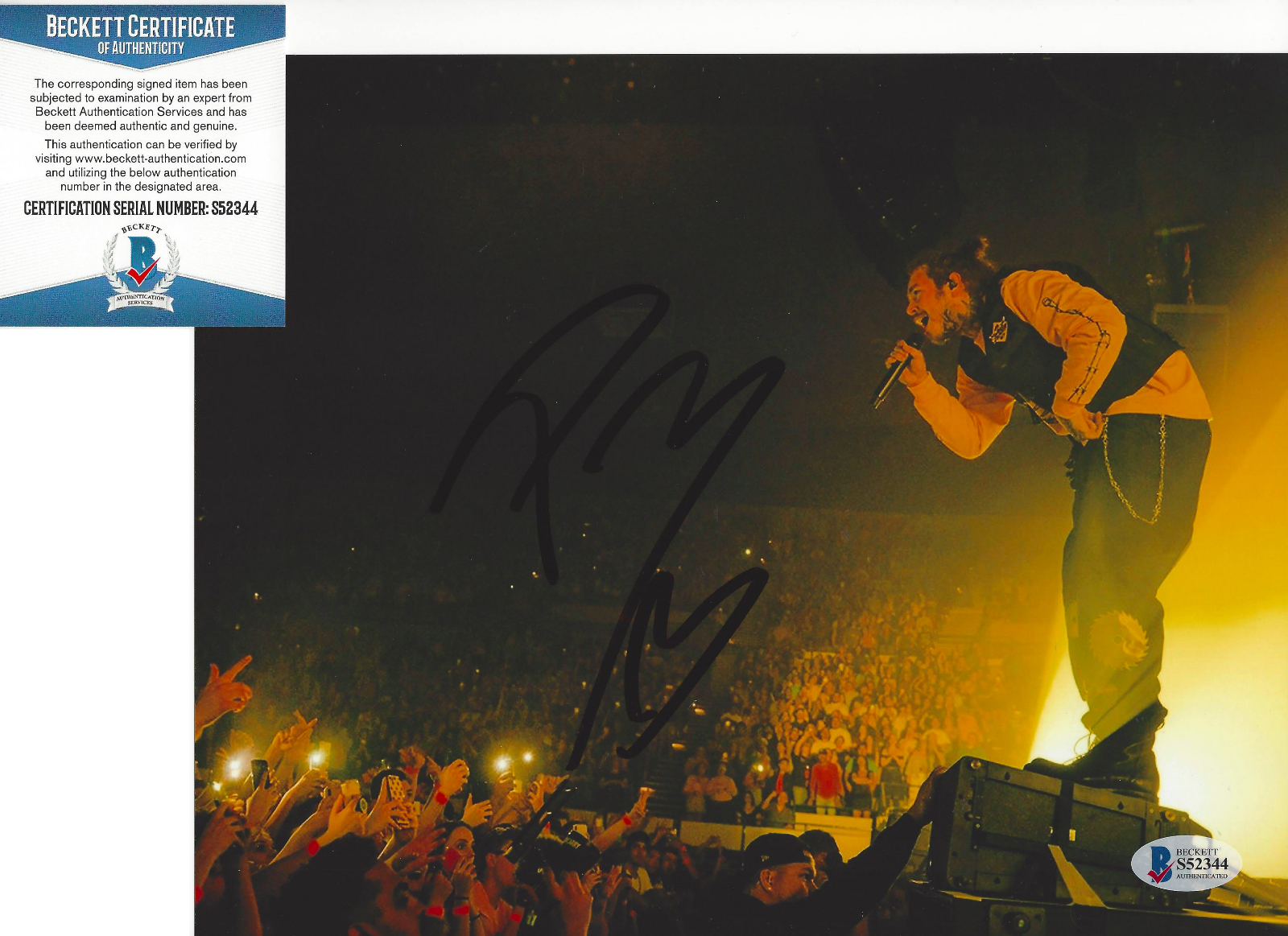 RAPPER POST MALONE SIGNED 8X10 Photo Poster painting HOLLYWOODS BLEEDING E PROOF BECKETT COA BAS