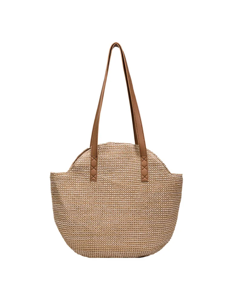 Handmade Woven Shoulder Bag Boho Summer Vacation Tote Straw Beach Handbags