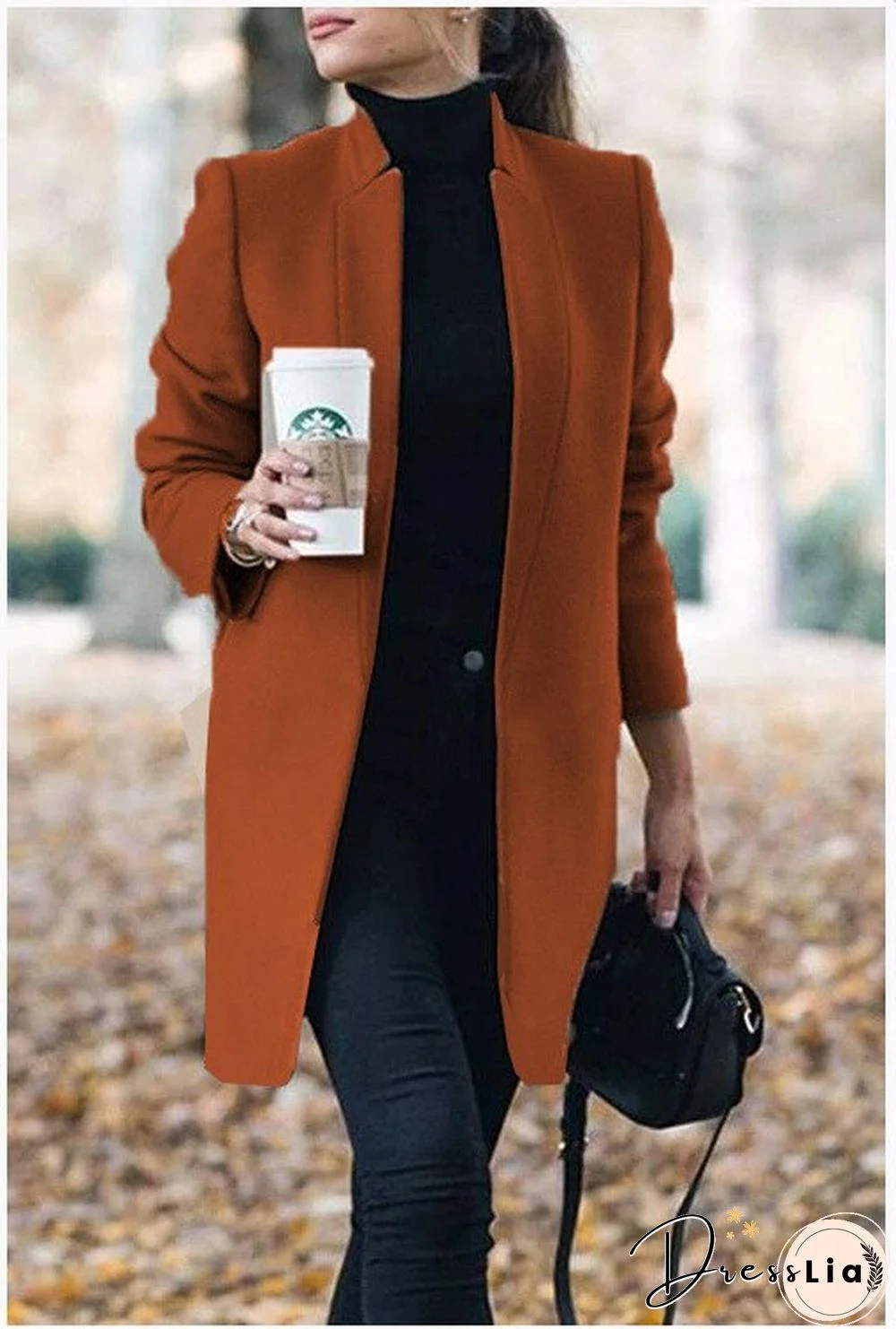 Women'S Elegant Long Wool Coat Solid Color Long Sleeve Chic Coat Women'S Coat Autumn And Winter