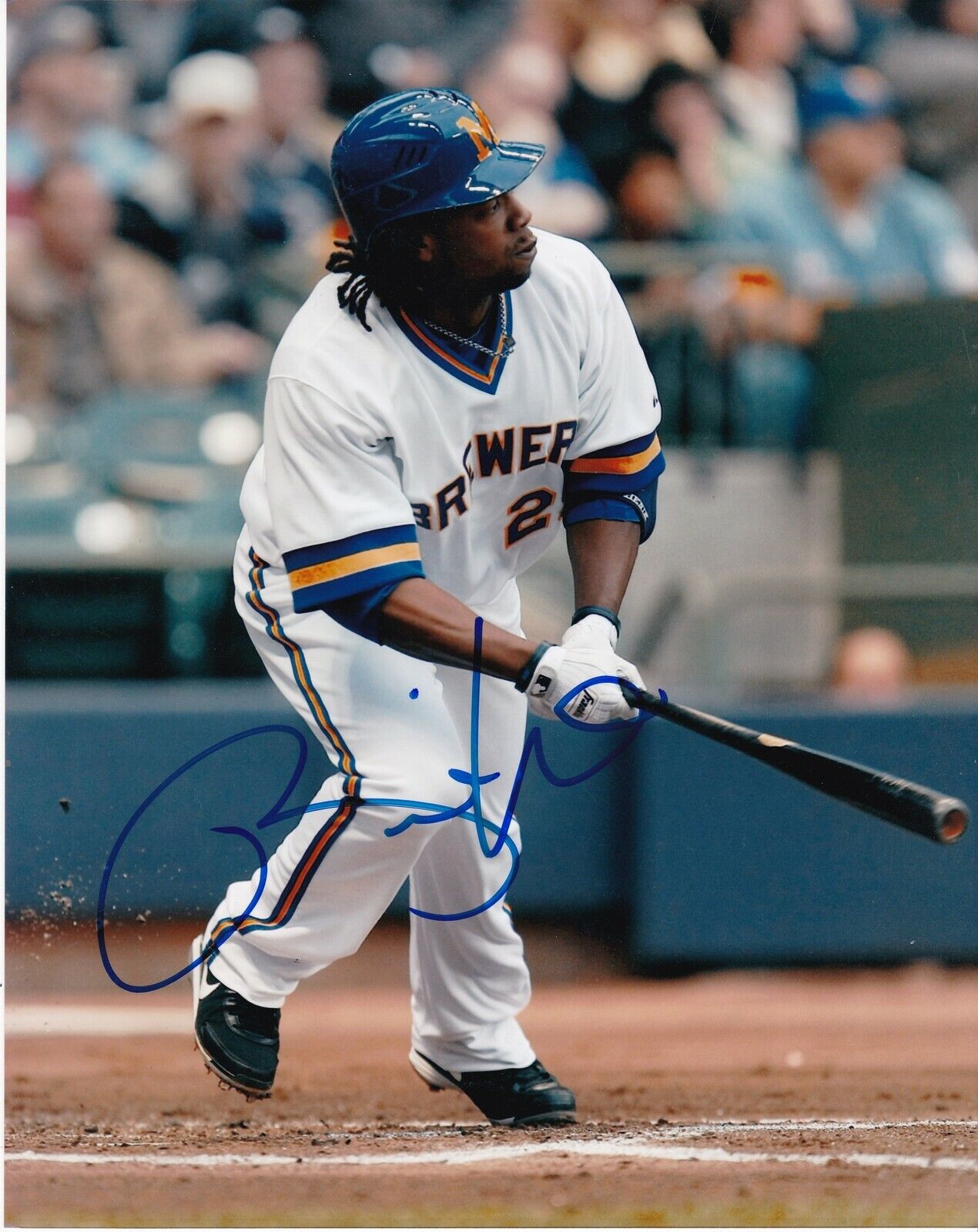 RICKIE WEEKS MILWAUKEE BREWERS ACTION SIGNED 8x10