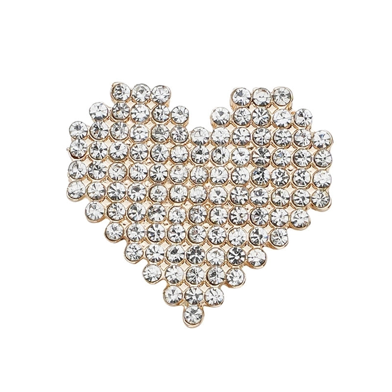 Elegant Sweet Shiny Heart Shape Flower Alloy Inlay Rhinestones Pearl Women’s Brooches