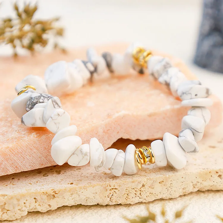 Irregular Stone Crystal Crushed Beads Bracelet-White Turquoise