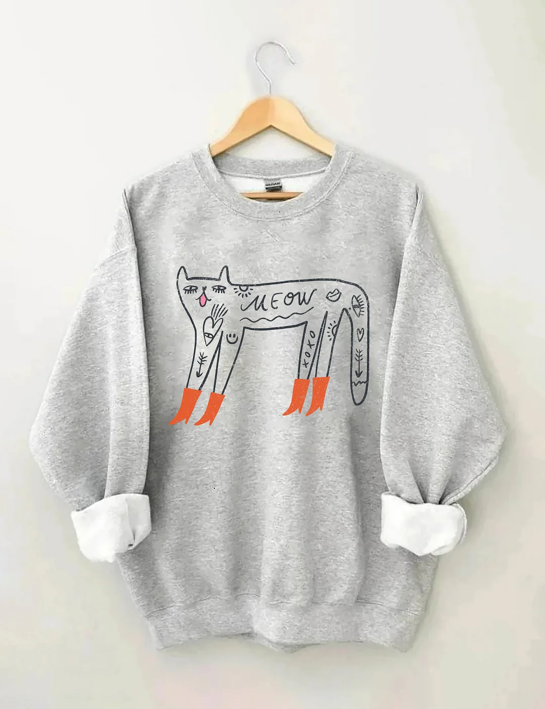 Cute Cat With Red Boots Sweatshirt