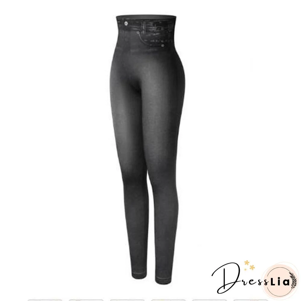 Faux Denim Leggings High Waist Fashion Slim Seamless Leggings
