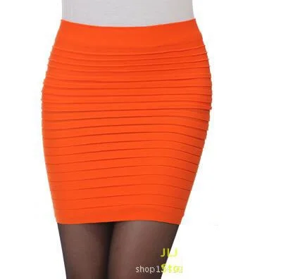 CUHAKCI Summer Skirts Sexy Short Ladies Skirt High Waist A-Line Skirts High Elastic Black Red Pleated Skirt Candy Colors