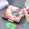 (US Local)PU Butterfly Flower Diamond Painting Notecard Box with 160 Sheets of Paper