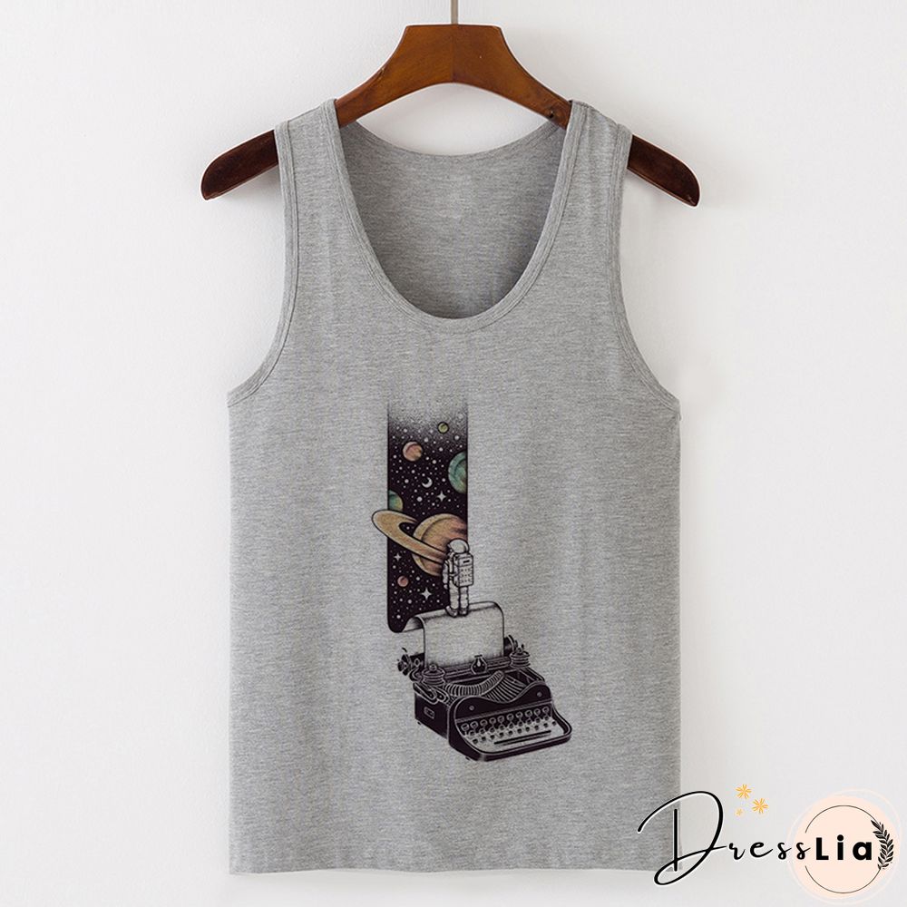 Womens Sexy Vest Tank Tops T-Shirt Summer Camisole Universe Print Fashion Streetwear