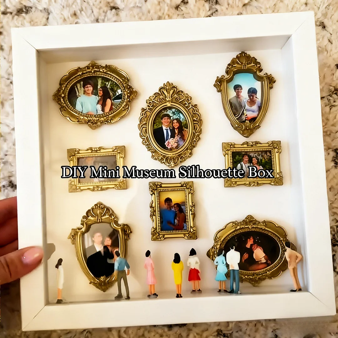 DIY Mini Museum Silhouette Box, silhouet doos met gouden mini