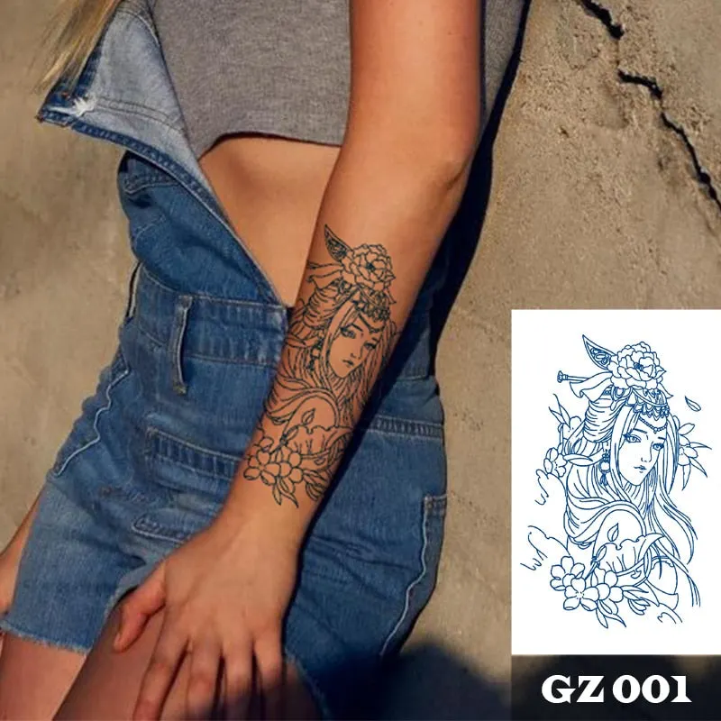 1Pcs Men's Fire Ink Tattoos Body Art Totem Waterproof Temporary Tattoo Sticker For Men Women