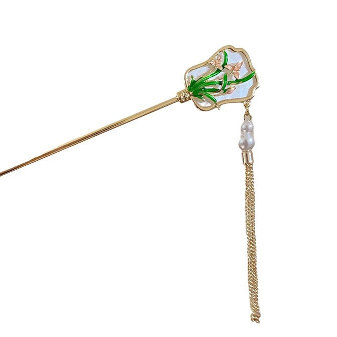 Retro Vintage Flower Tassel Rabbit Flower Wood Hair Pins