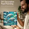 (25x25cm)DIY Dolphin Framed Handmade Pearl Painting Art Craft Kit Living Home Decor