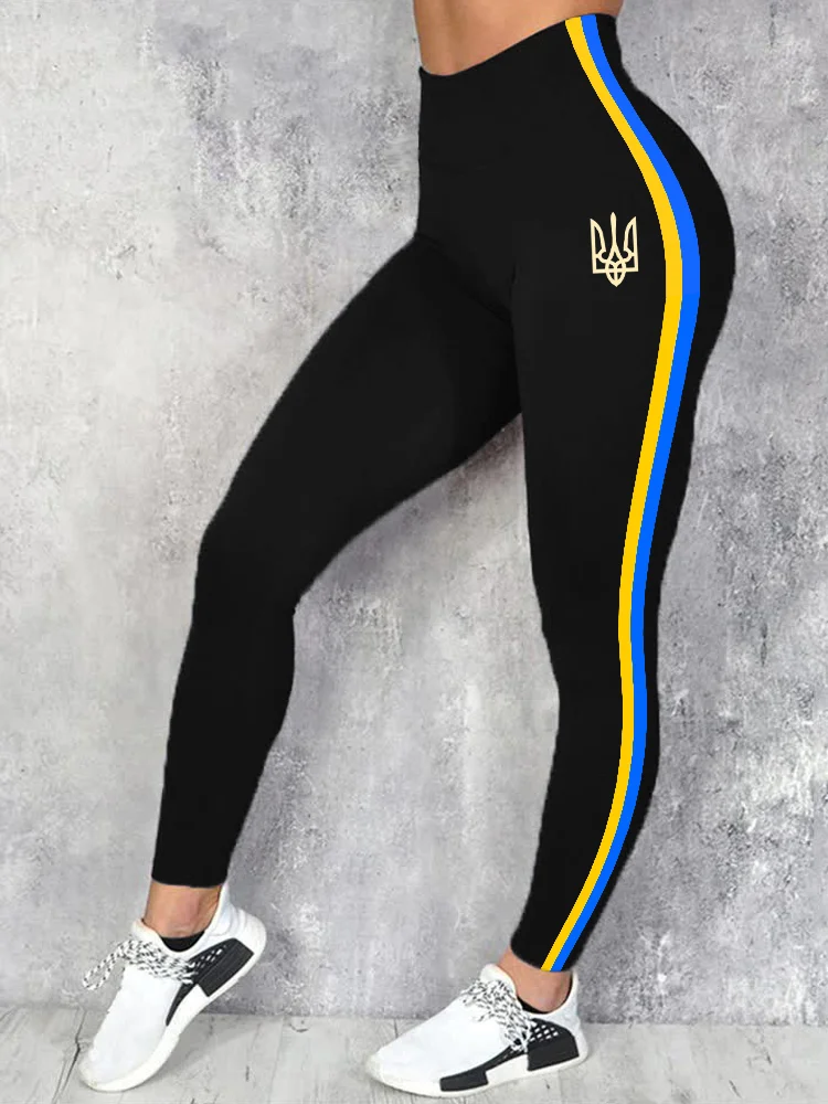 Simpfit Leggings mit seitlichen Streifen, inspiriert von der Ukraine mit dem Dreizack