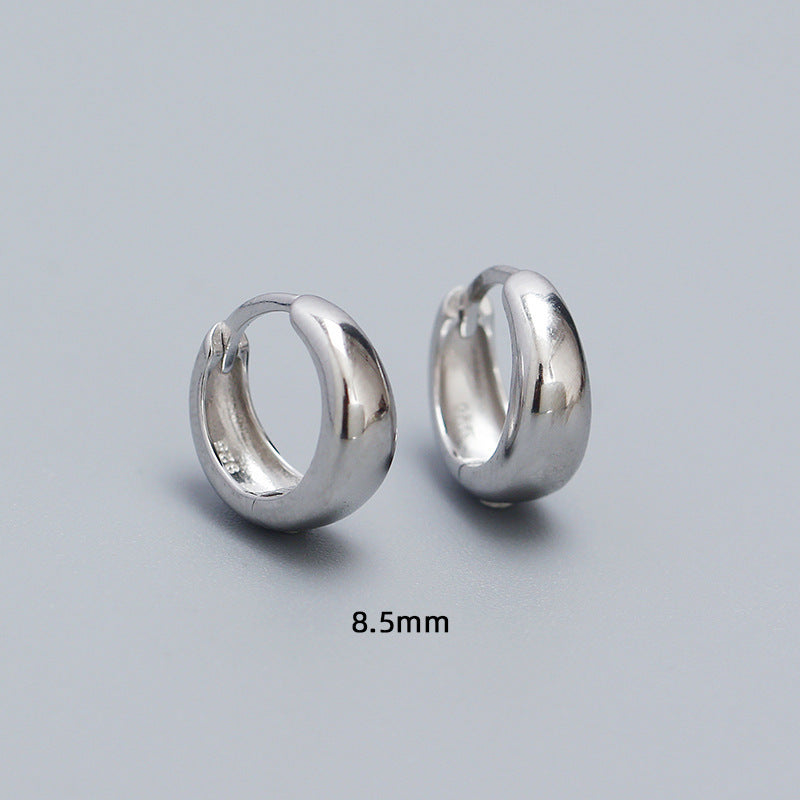 925 Sterling Silver Round Geometric Silver Polishing Stud Earrings