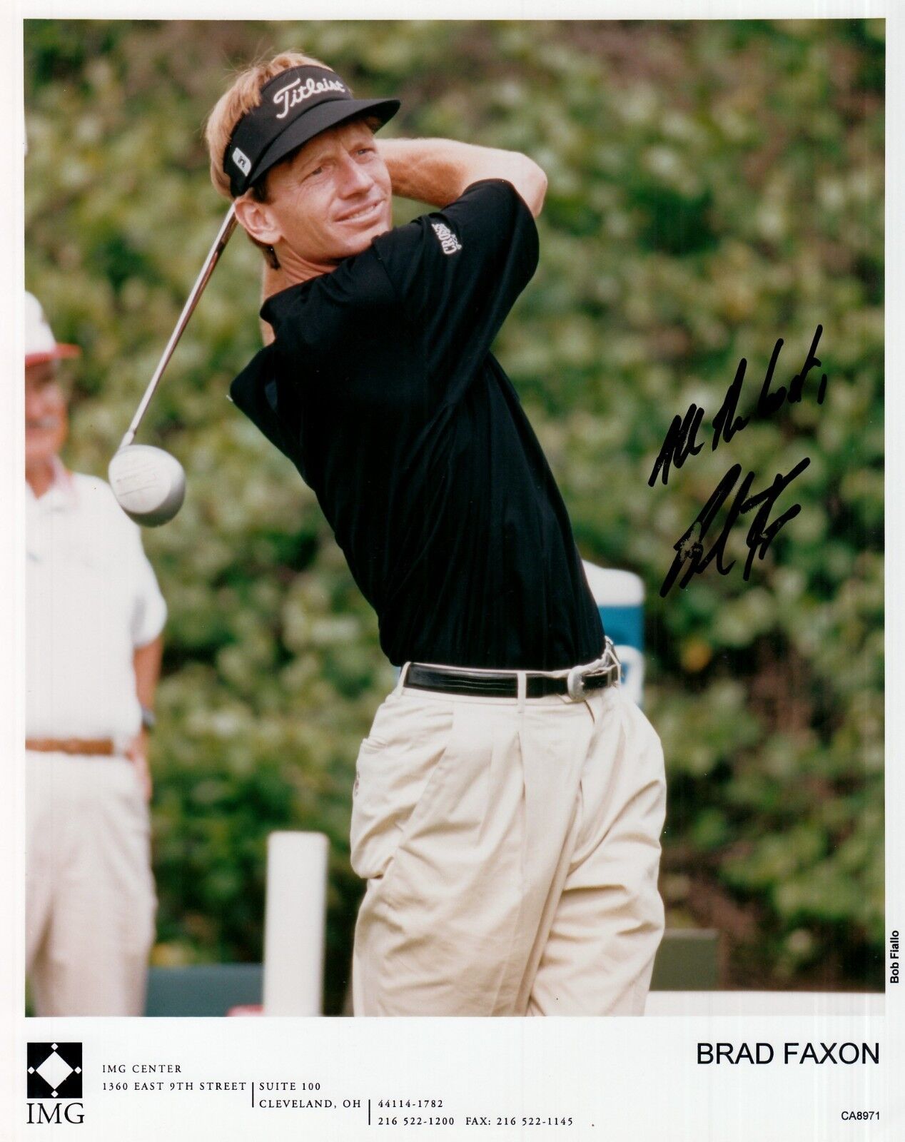 BRAD FAXON hand-signed FANTASTIC YOUNG GOLF SWING 8x10 closeup w/ UACC RD COA