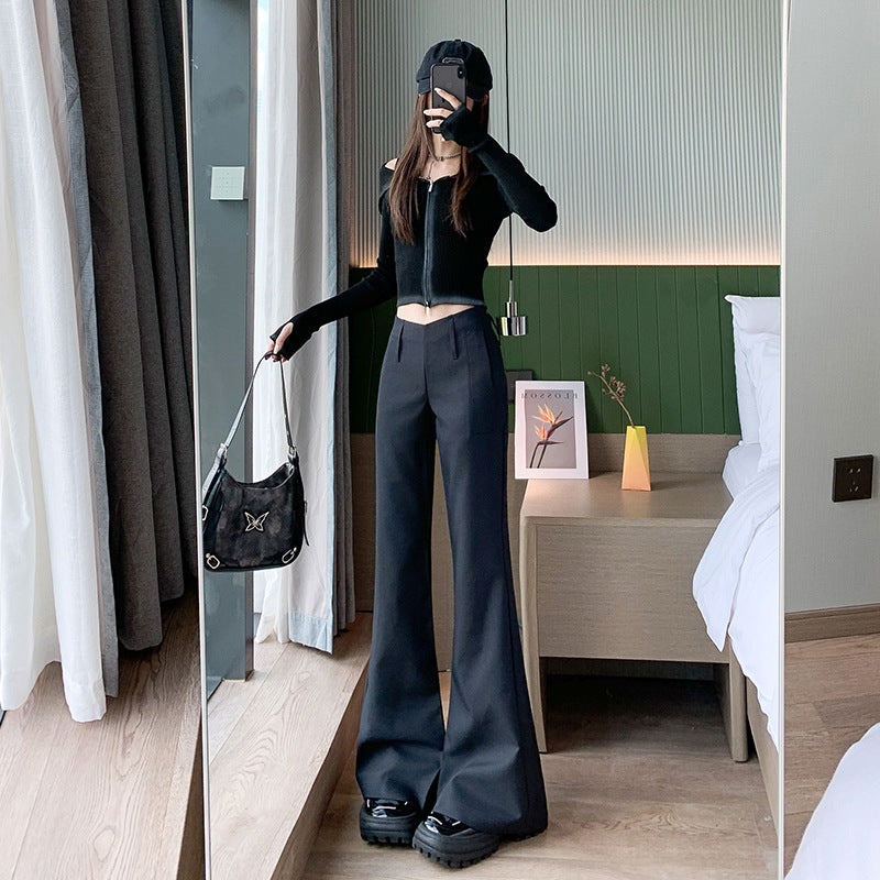 Aiertu fashion outfits High-Grade Casual Pants for Women Autumn and Winter Low Waist Slim Fit Comfortable Fashion Single Pants Fleece-lined Suit Pants aiertu