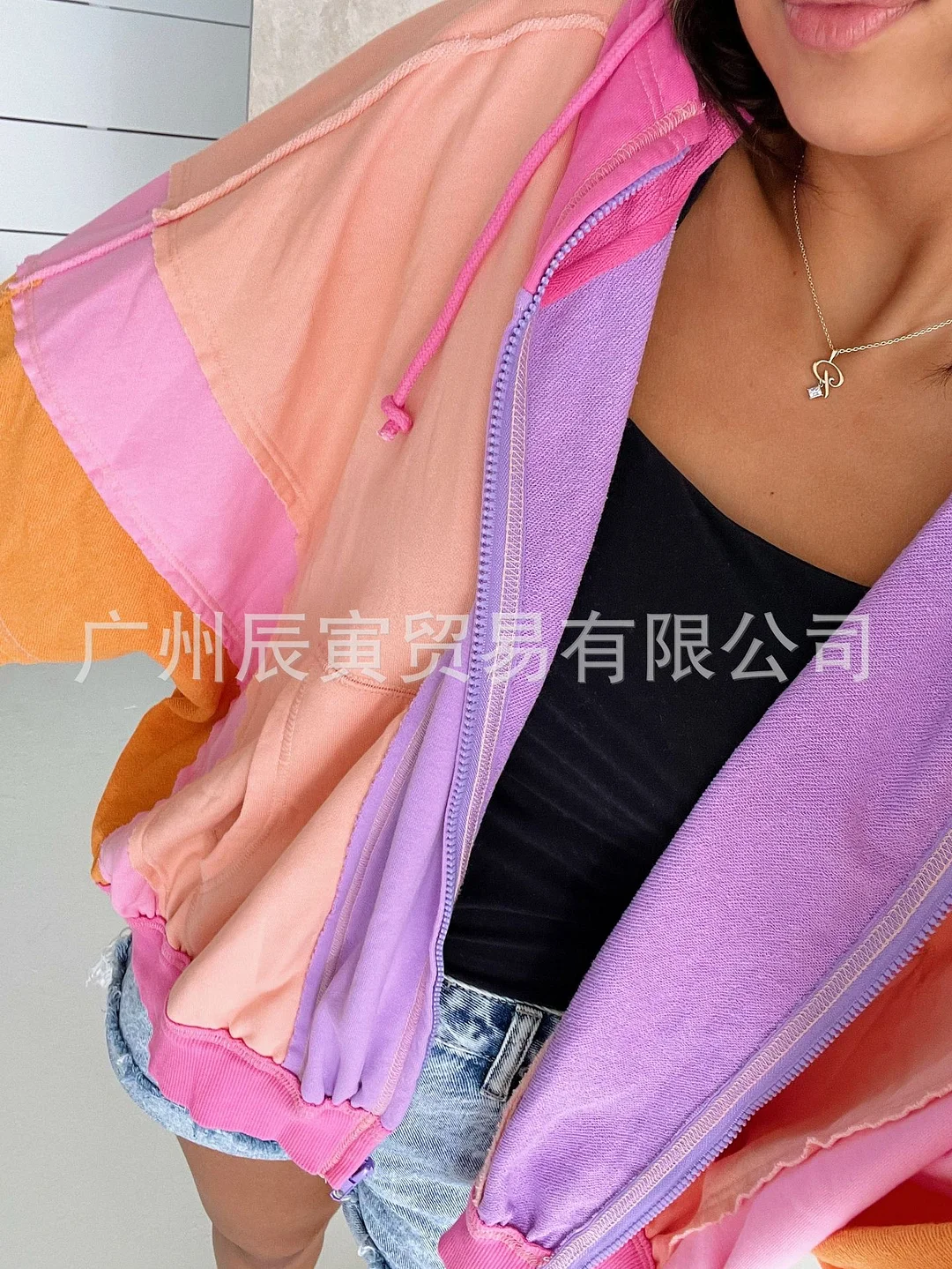 Wongn New Ins Ladies Autumn Coat · Fresh Cotton Hoodie Color Hooded Oversized Jacket