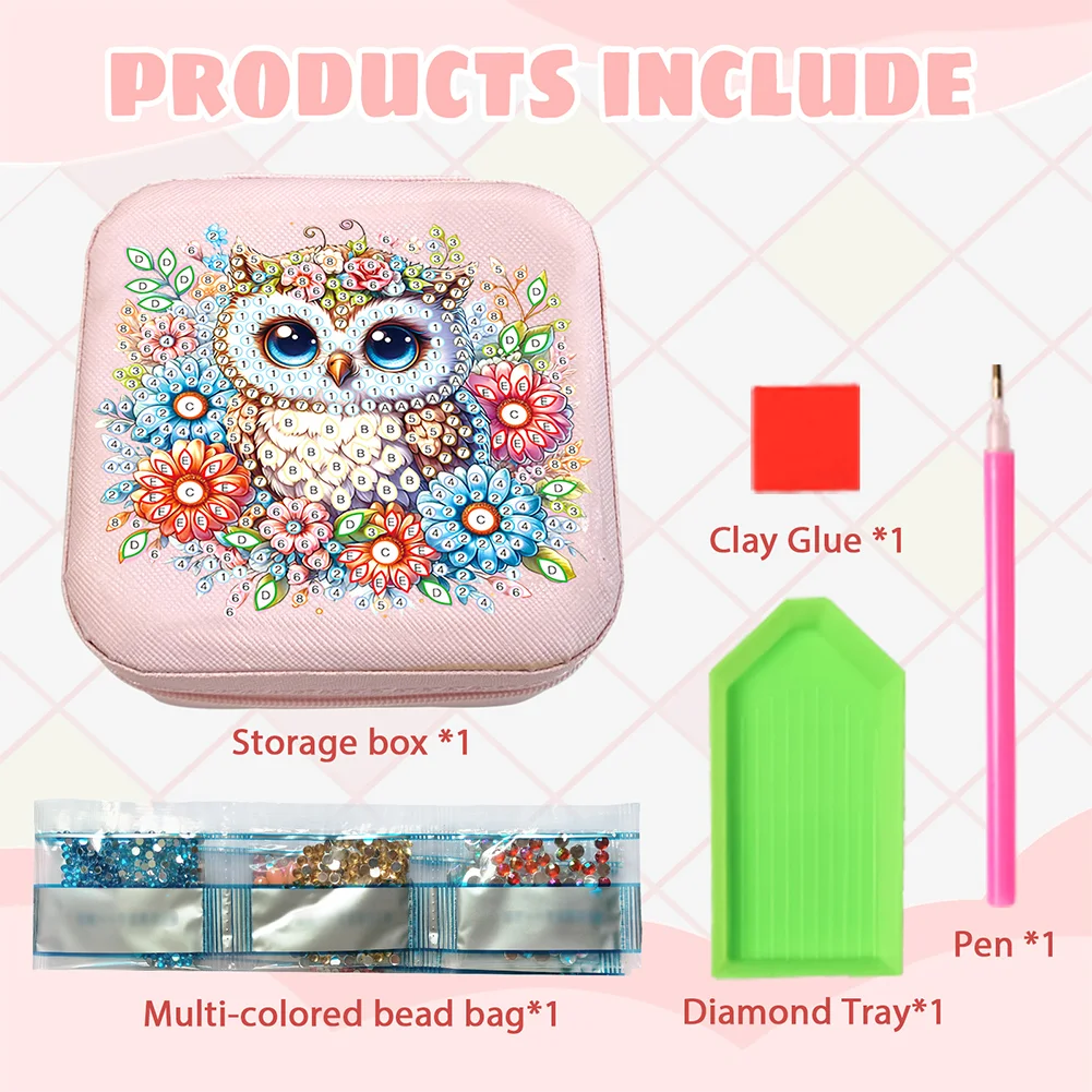 5D DIY Owl Special Shape Diamond Painting Jewelry Box for Art Crafts