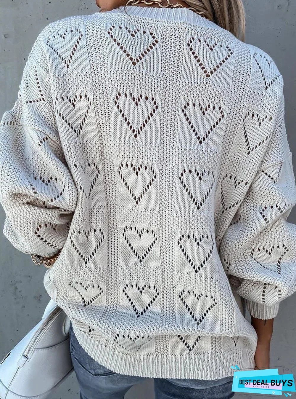 Fashion V-Neck Hollow Casual Long-Sleeved Sweater