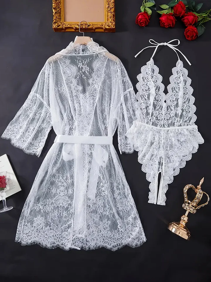 Lace body with a deep neckline