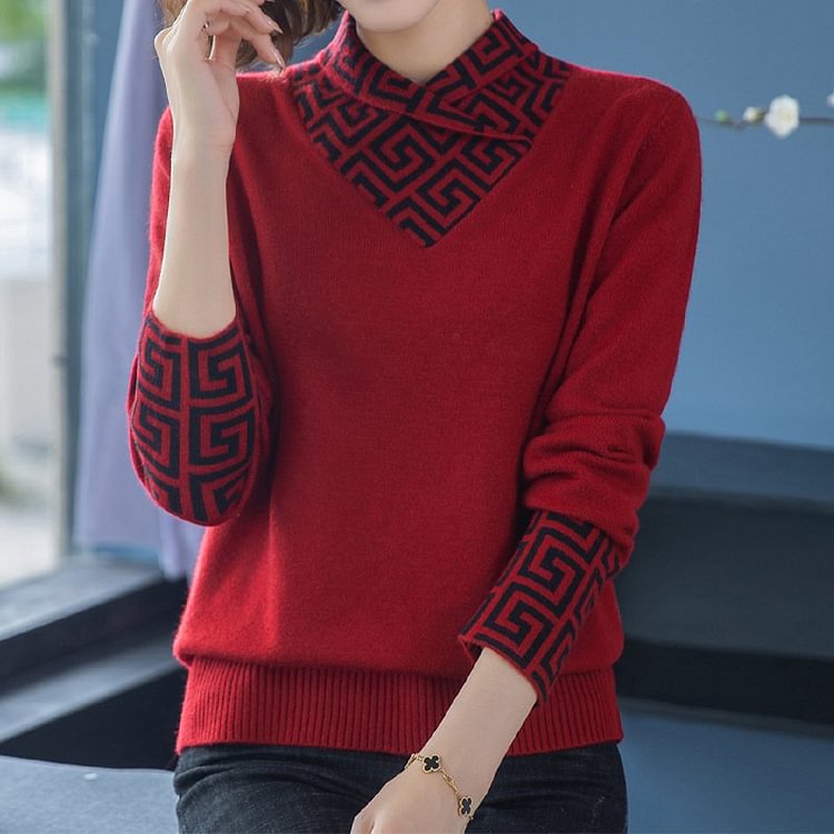 Stripes Long Sleeve Casual Shift Sweater QueenFunky