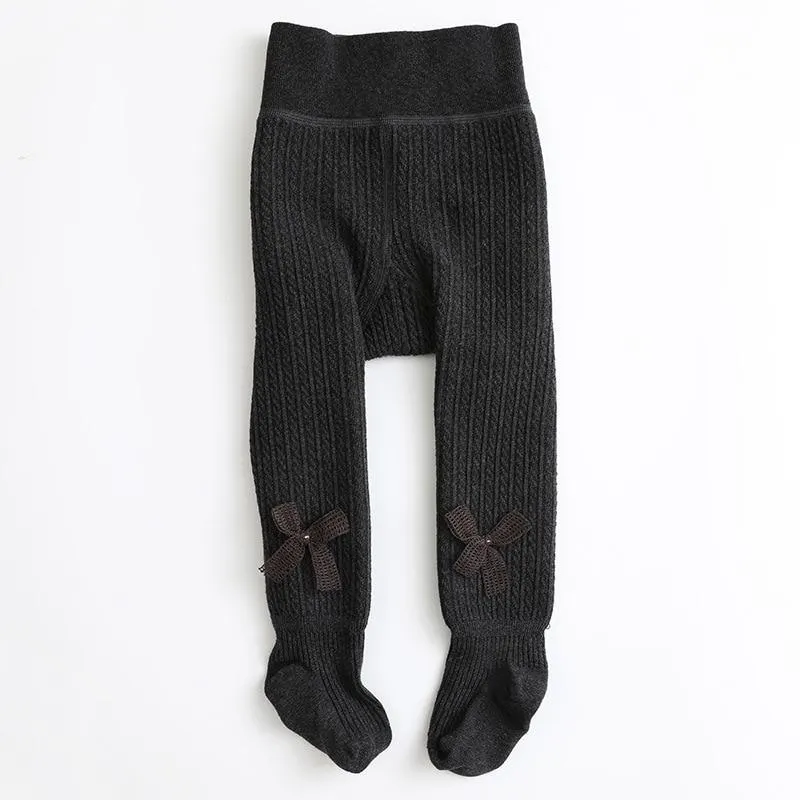 1 to 12 Years Super Warm Tights In Winter Cute Bowknot Kids Pantyhose With Fleece Inside Thicken Kids Pantyhose For Baby