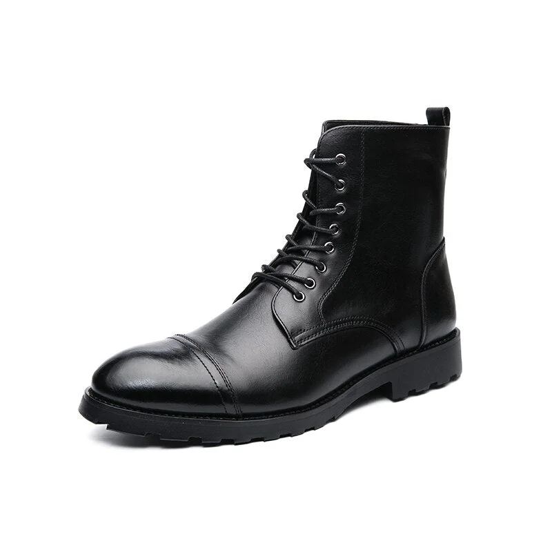 YRZL Leather Boots for Men 2021 Men's Boots High Top Men Single Boots Martin Boots Soft Boots Autumn Ankle Boots Men Shoes