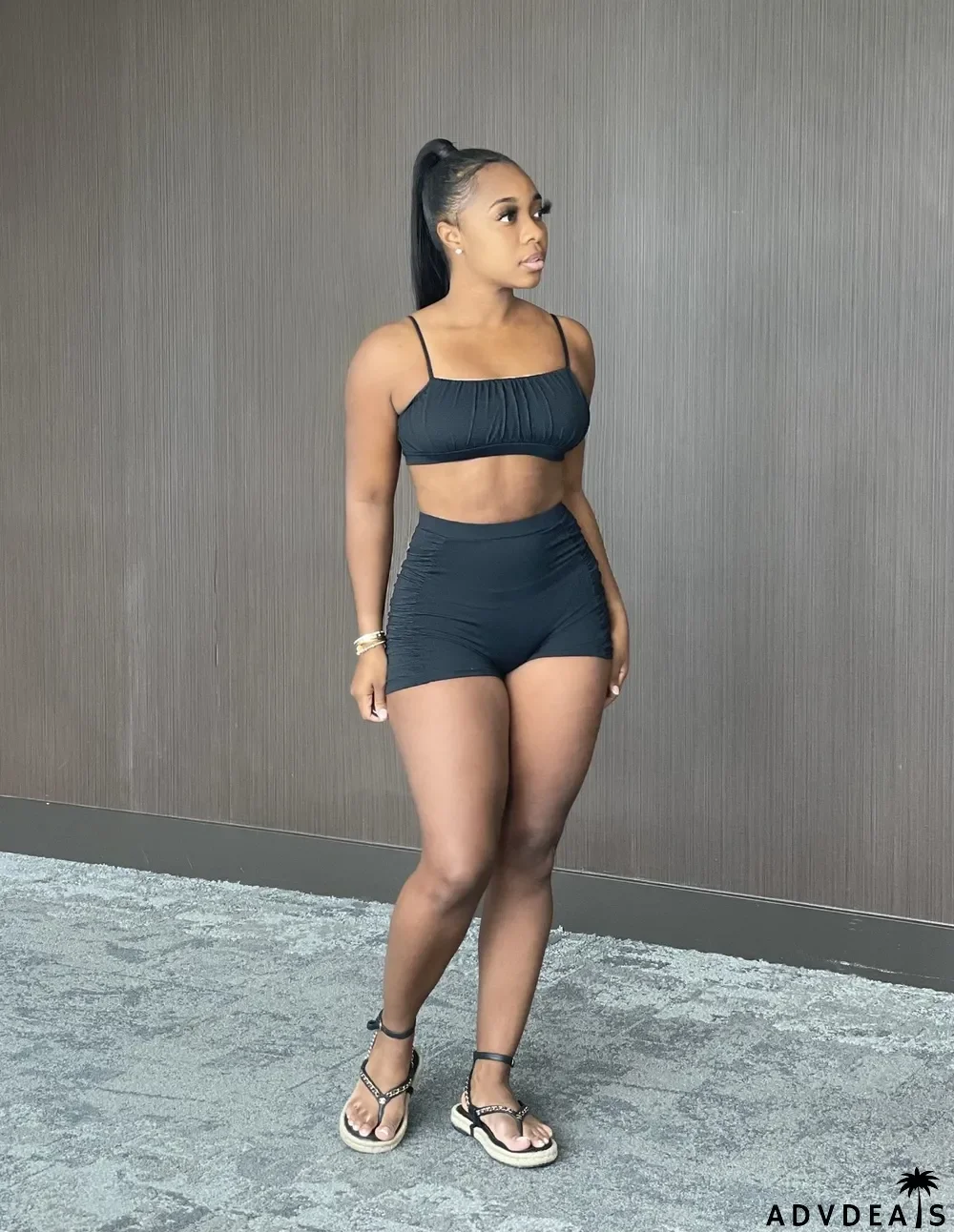 Camisole Crinkle Top Two Piece Set