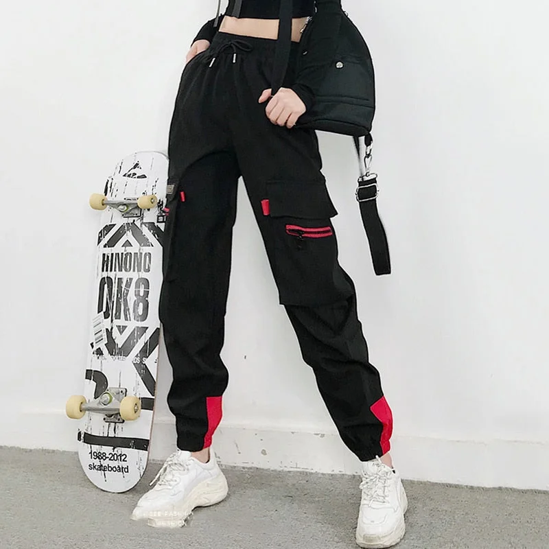 Women Spring Autumn Cargo Pants Women Students High Waist Loose bf Joggers Women Straight Streetwear Sweatpants