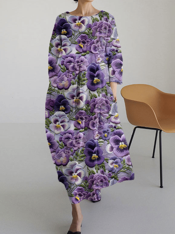 Women'S Casual Printed Round Neck Dress