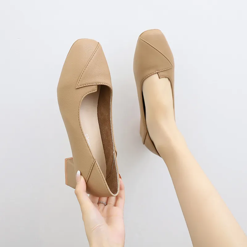 Breakj Breakj Single Shoes Female Coarse Heel Professional Temperament Flight Attendants Comfortable Long Standing Not Tired Black Work Shoes