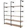[US Local Warehouse] Industrial Pipe Shelf 5 Tier 72 Inch Industrial Wall Shelves with Solid Wood Plank Pipe Shelving Wall Mounted for Kitchen and Bar Shelving