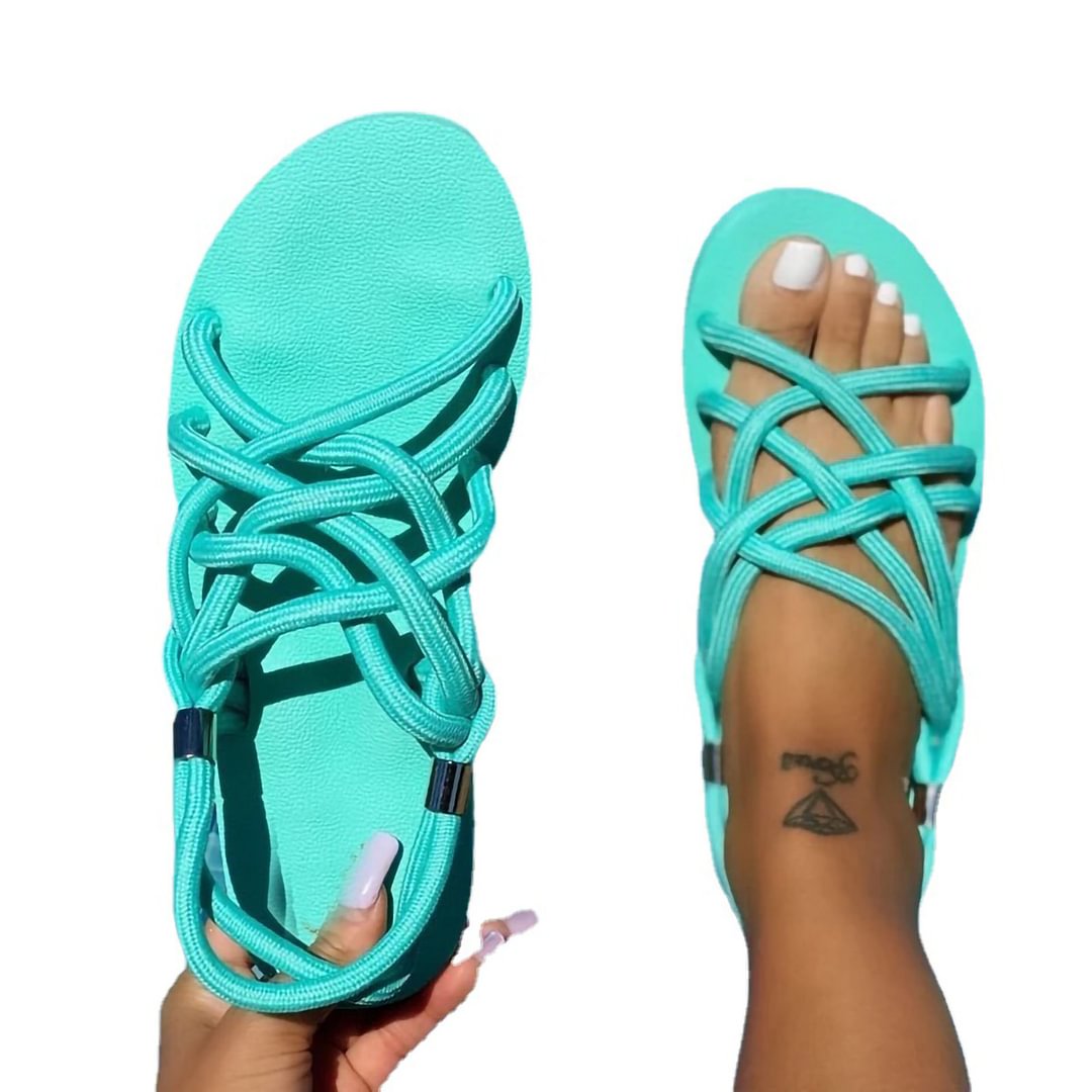 Letclo™ 2021 Woman Braided Rope Open Toe Ladies Beach Sandals and Roman Gladiator Sandals Non-slip Flip flop Beach Shoes letclo Letclo