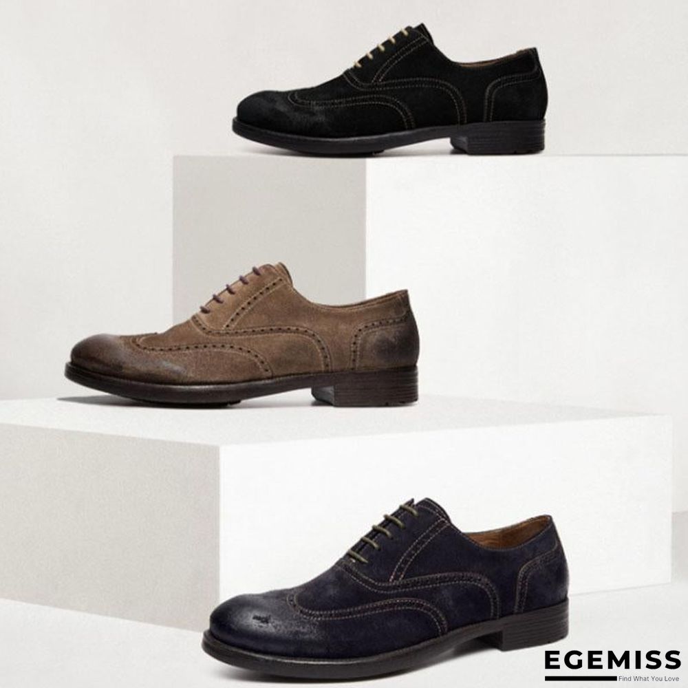 Men's Business Suede Brogue Leather Shoes | EGEMISS
