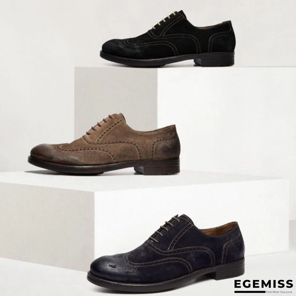 Men's Business Suede Brogue Leather Shoes | EGEMISS