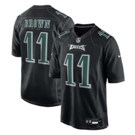 Men's Philadelphia Eagles #11 A.J. Brown  Carbon Black Fashion Game Jersey