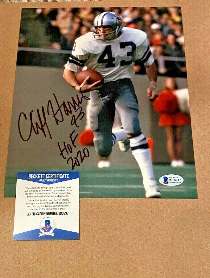 CLIFF HARRIS SIGNED DALLAS COWBOYS 8X10 Photo Poster painting W/HOF2020 BECKETT CERTIFIED #3