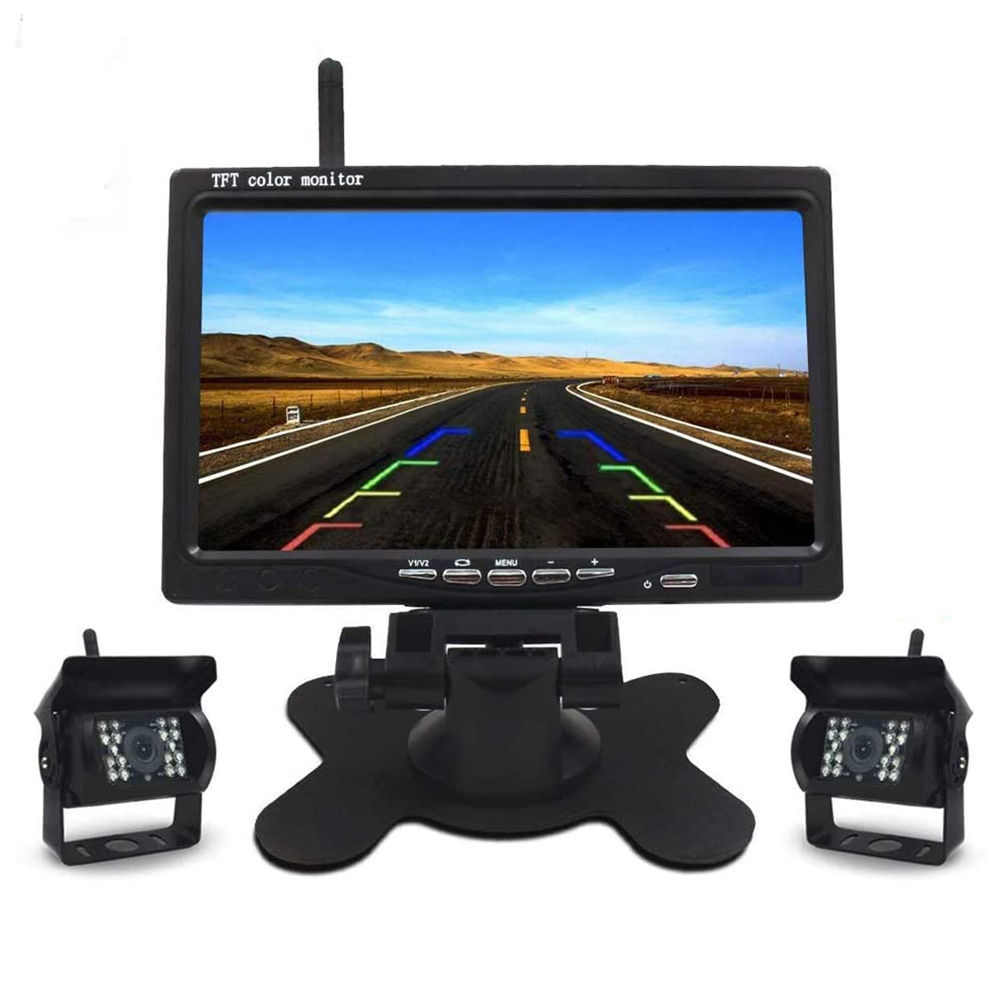 

7 inch Wireless Car Monitor 2 Backup Rear View Cameras Kit for Bus Truck RV, 501 Original