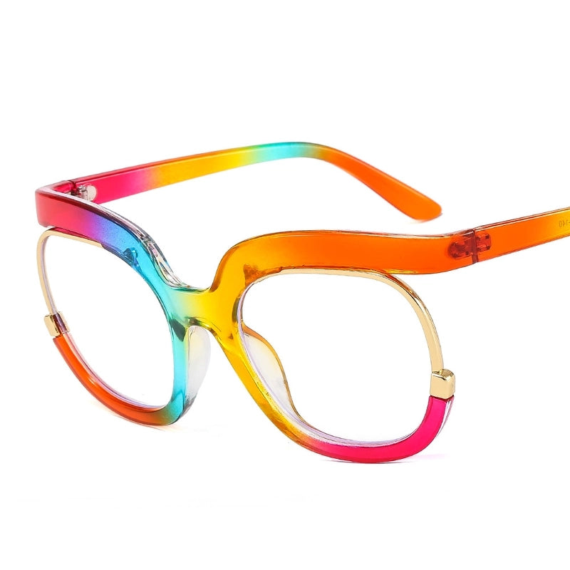Fashion Solid Color Oval Frame Half Frame Optical Glasses