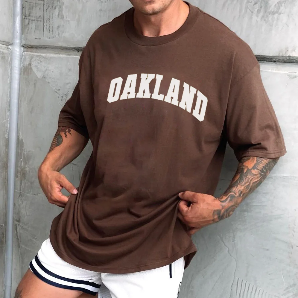 Men Vintage OAKLAND Print T-Shirt