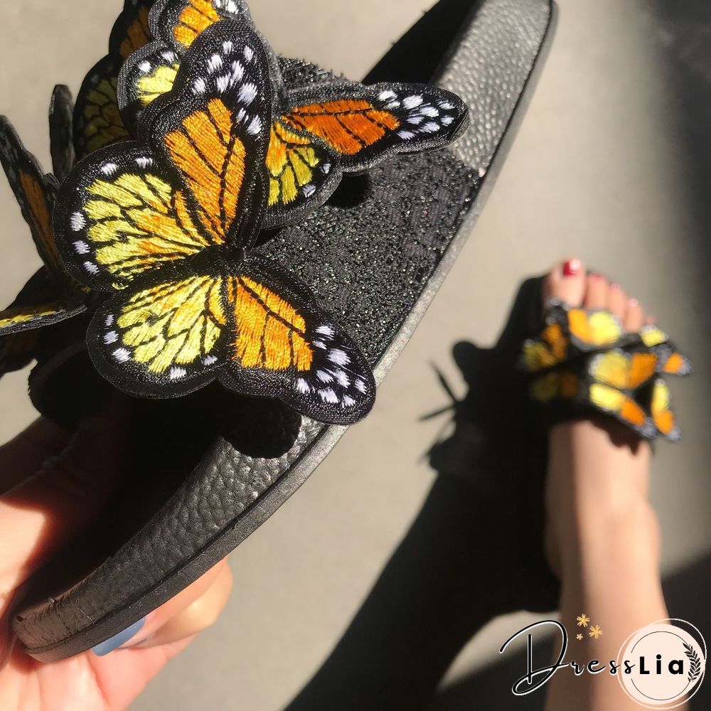 Chic Butterfly Decorated Slipper