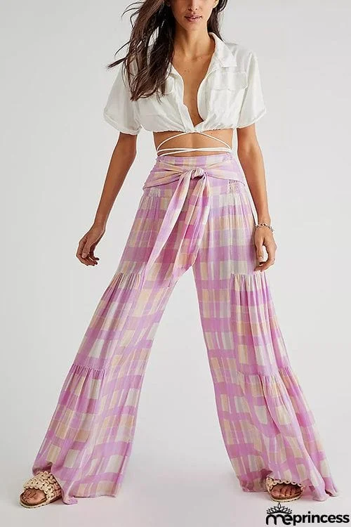 Print Belted Palazzo Pant